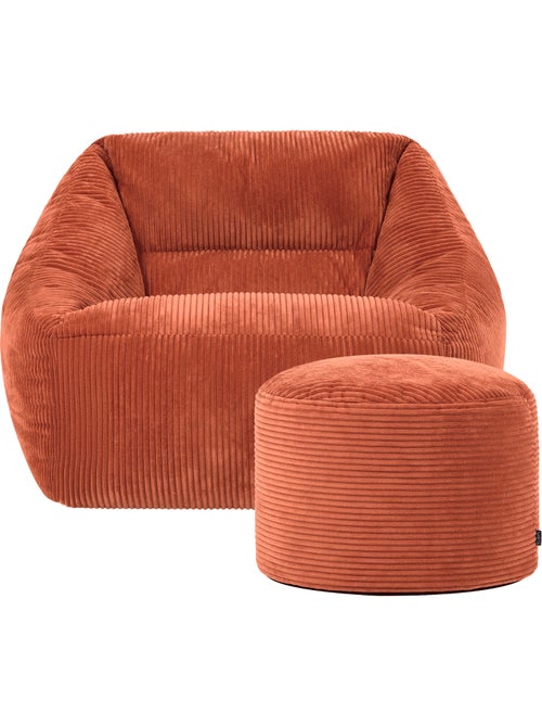 Pouf sillón de salón natalia con reposapiés redondo milano de pana - icon - Kiabi