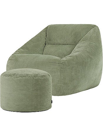 Pouf sillón de salón natalia con reposapiés redondo milano de pana - icon