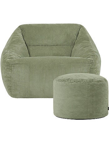 Pouf sillón de salón natalia con reposapiés redondo milano de pana - icon