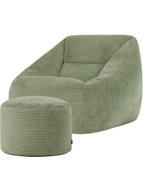 Pouf sillón de salón natalia con reposapiés redondo milano de pana - icon - Kiabi