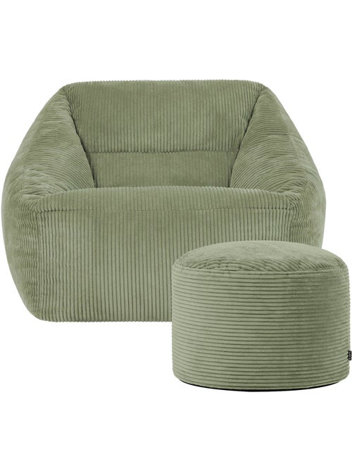 Pouf sillón de salón natalia con reposapiés redondo milano de pana - icon - Kiabi