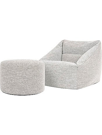 Pouf sillón de salón natalia con reposapiés redondo milano de tejido - icon