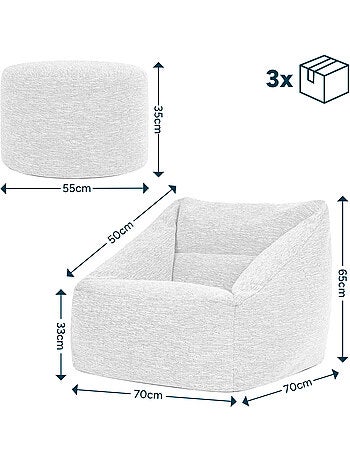 Pouf sillón de salón natalia con reposapiés redondo milano de tejido - icon