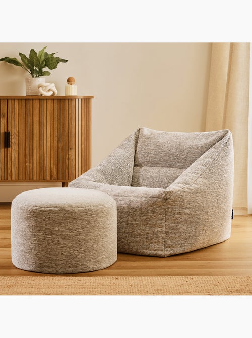 Pouf sillón de salón natalia con reposapiés redondo milano de tejido - icon - Kiabi