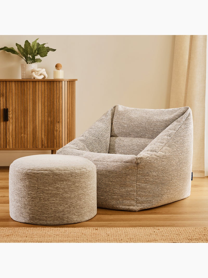 Pouf sillón de salón natalia con reposapiés redondo milano de tejido - icon Beige jaspeado - Kiabi
