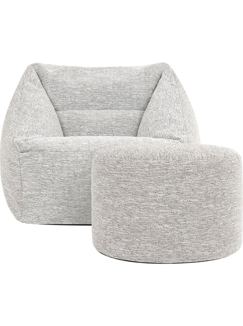 Pouf sillón de salón natalia con reposapiés redondo milano de tejido - icon Beige jaspeado - Kiabi