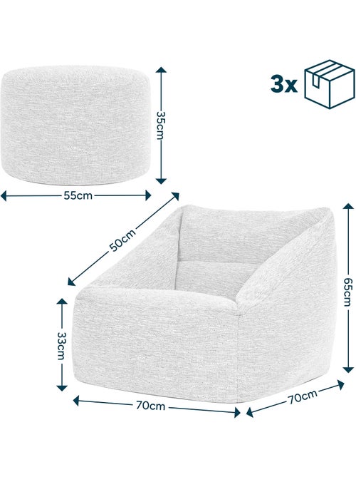 Pouf sillón de salón natalia con reposapiés redondo milano de tejido - icon - Kiabi