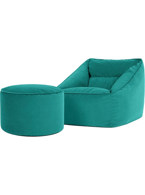 Pouf sillón de salón natalia con reposapiés redondo milano de terciopelo mate - icon - Kiabi