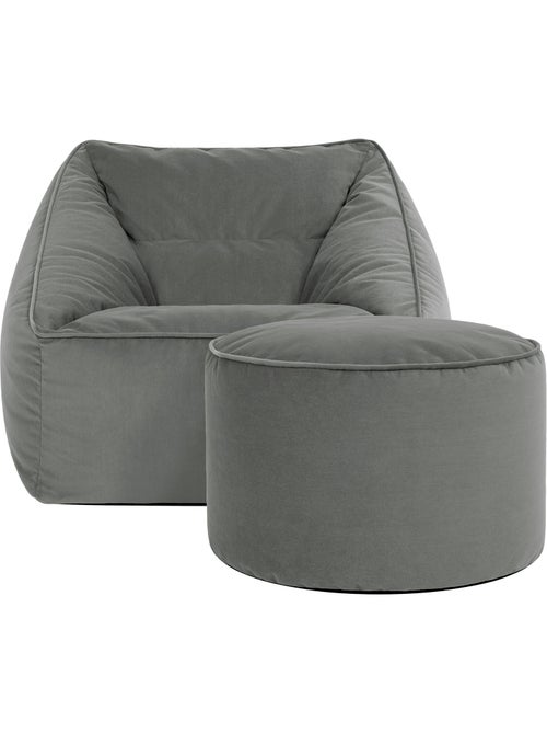 Pouf sillón de salón natalia con reposapiés redondo milano de terciopelo mate - icon - Kiabi