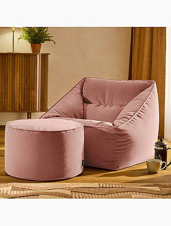 Pouf sillón de salón natalia con reposapiés redondo milano de terciopelo mate - icon