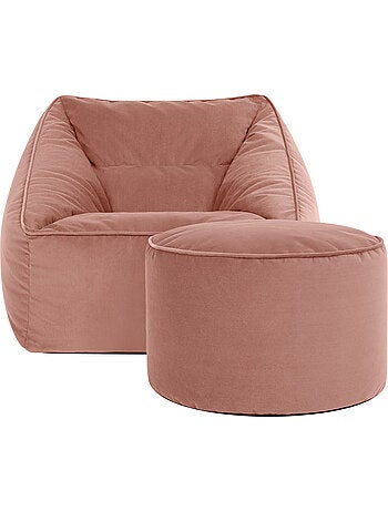 Pouf sillón de salón natalia con reposapiés redondo milano de terciopelo mate - icon