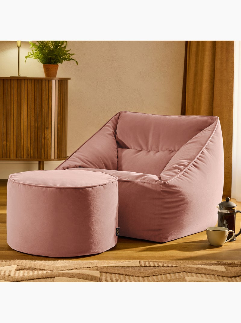 Pouf sillón de salón natalia con reposapiés redondo milano de terciopelo mate - icon Rosa claro - Kiabi