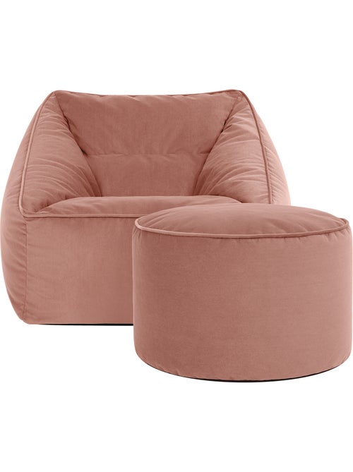 Pouf sillón de salón natalia con reposapiés redondo milano de terciopelo mate - icon - Kiabi