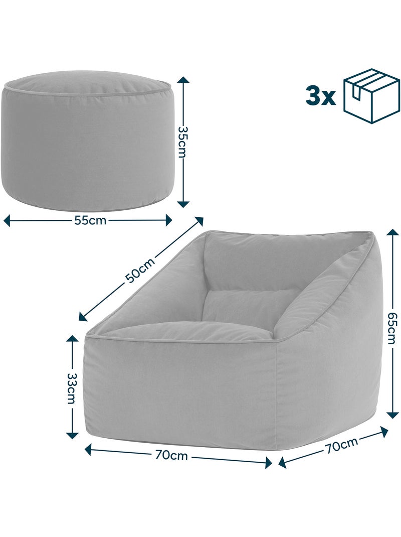 Pouf sillón de salón natalia con reposapiés redondo milano de terciopelo mate - icon Rosa claro - Kiabi