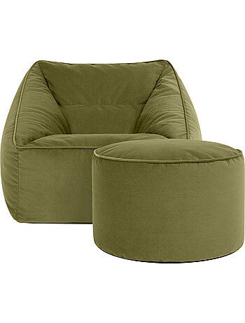 Pouf sillón de salón natalia con reposapiés redondo milano de terciopelo mate - icon