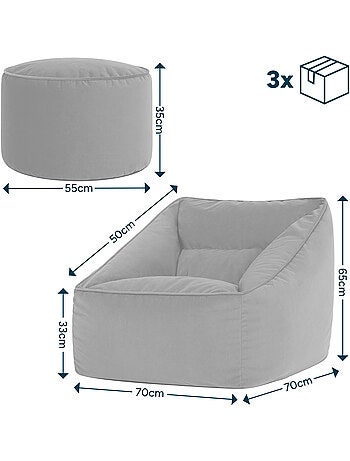 Pouf sillón de salón natalia con reposapiés redondo milano de terciopelo mate - icon