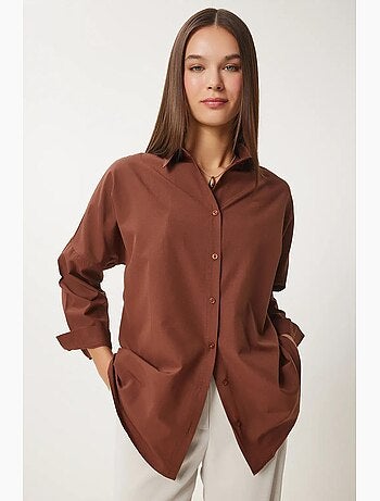 Preciosa camisa de popelina extragrande de estambul con botones y mangas largas istanbul