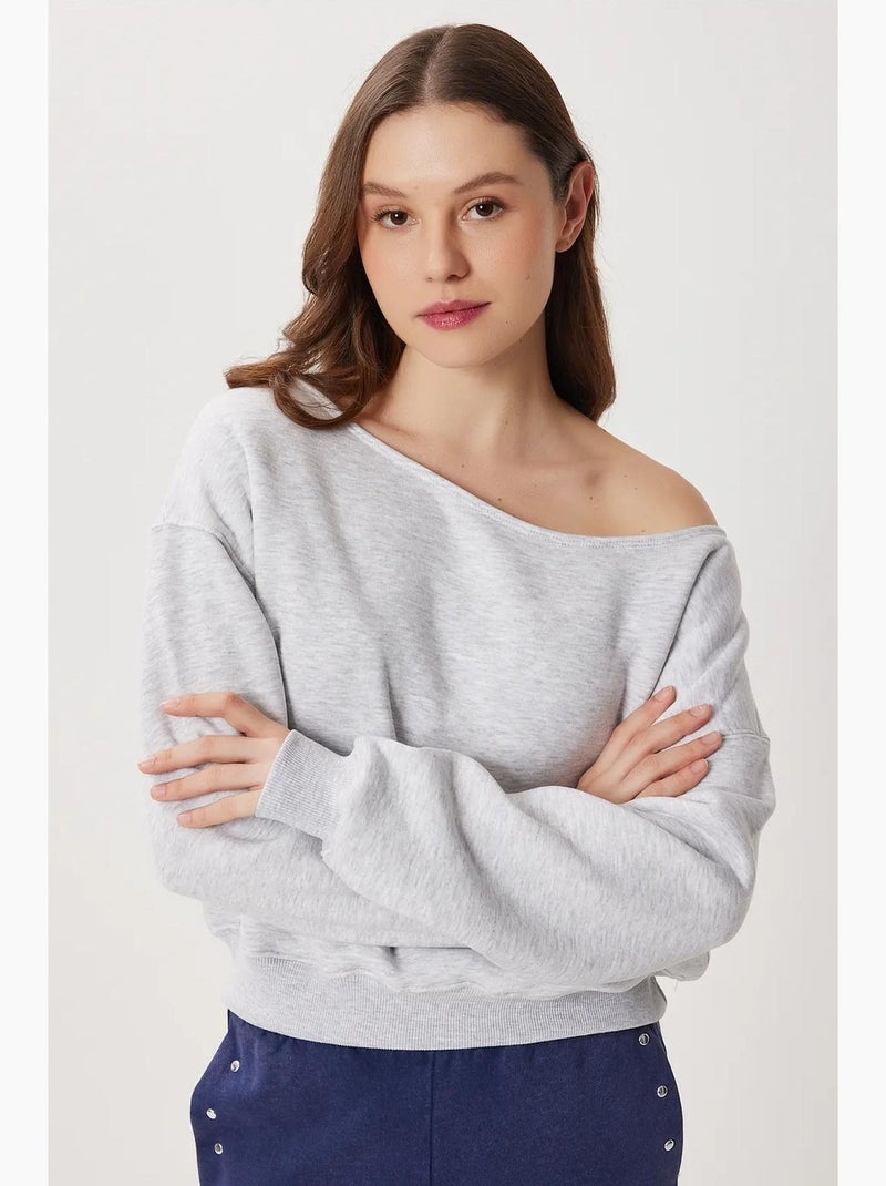 Preciosa sudadera con cuello asimétrico de estambul istanbul Gris claro - Kiabi