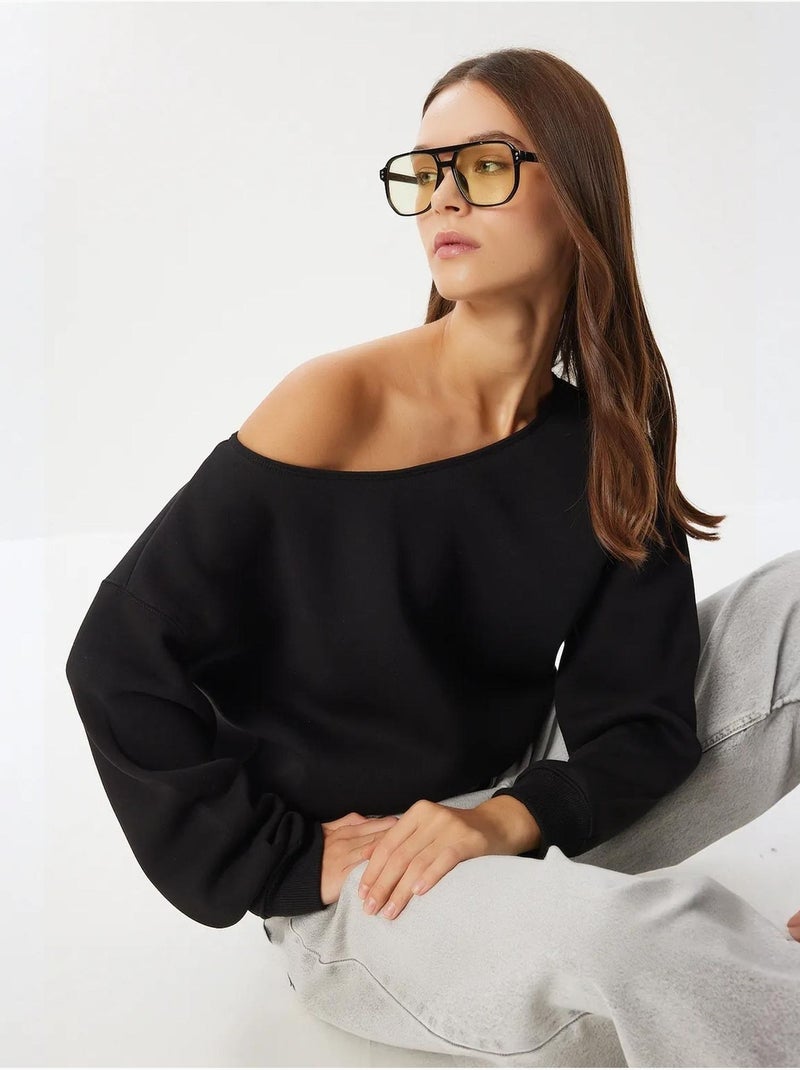 Preciosa sudadera con cuello asimétrico de estambul istanbul Negro - Kiabi