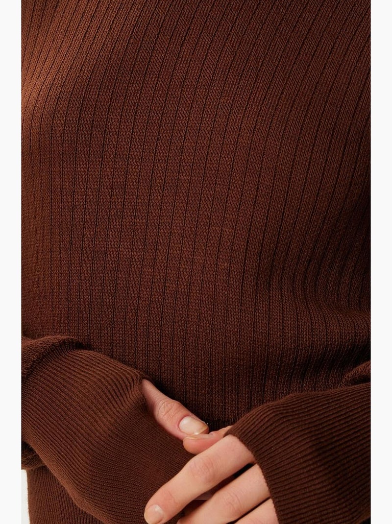 Precioso conjunto de dos piezas de punto acanalado de estambul con cuello alto medio istanbul Marrón chocolate - Kiabi