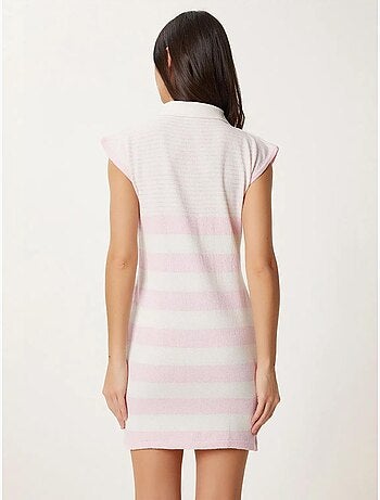 Precioso vestido de punto ajustado a rayas de estambul con cuello camisero istanbul