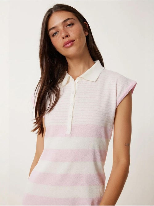Precioso vestido de punto ajustado a rayas de estambul con cuello camisero istanbul - Kiabi Precioso vestido de punto ajustado a rayas de estambul con cuello camisero istanbul - Kiabi