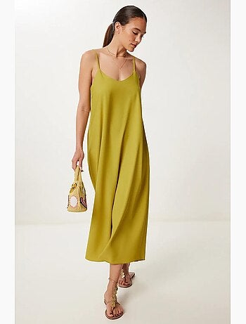 Precioso vestido largo sin mangas con cuello en u de estambul istanbul