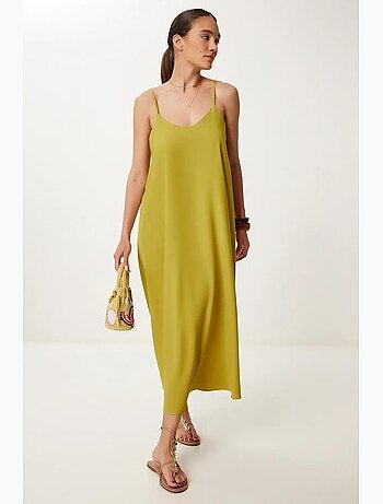 Precioso vestido largo sin mangas con cuello en u de estambul istanbul