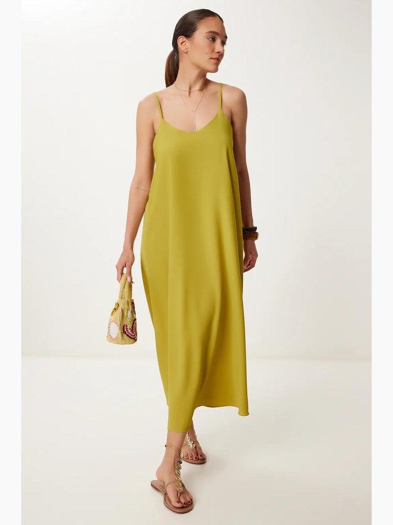 Precioso vestido largo sin mangas con cuello en u de estambul istanbul Verde - Kiabi