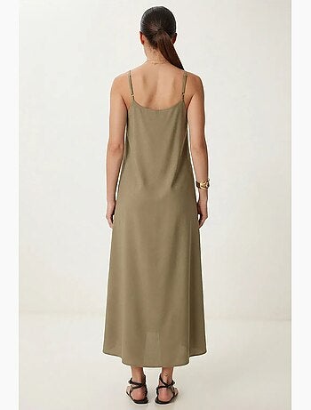 Precioso vestido largo sin mangas con cuello en u de estambul istanbul