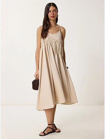 Precioso vestido midi con cuello en u y volantes de estambul istanbul
