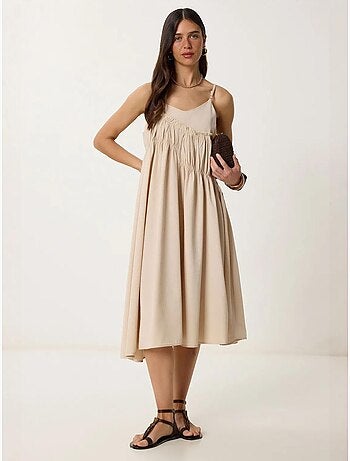 Precioso vestido midi con cuello en u y volantes de estambul istanbul