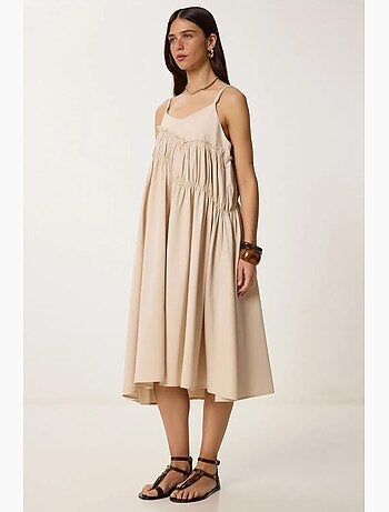 Precioso vestido midi con cuello en u y volantes de estambul istanbul