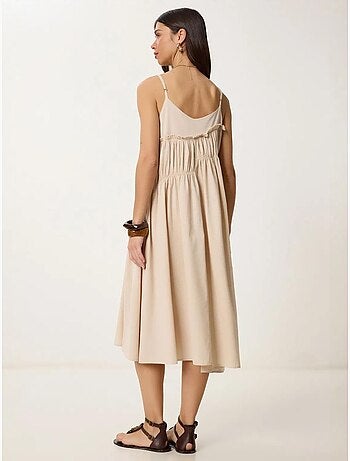 Precioso vestido midi con cuello en u y volantes de estambul istanbul
