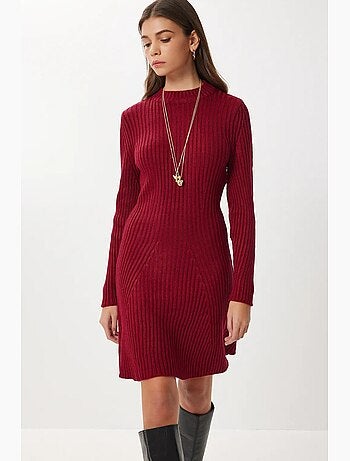 Precioso vestido midi de punto acanalado con cuello redondo de estambul istanbul