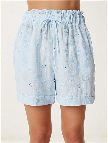 Preciosos mini shorts estambul de cintura alta con cordón y detalle de ribete istanbul