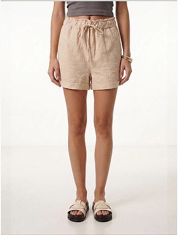 Preciosos mini shorts estambul de cintura alta con cordón y detalle de ribete istanbul