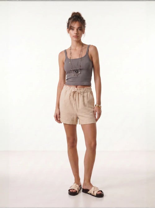 Preciosos mini shorts estambul de cintura alta con cordón y detalle de ribete istanbul - Kiabi