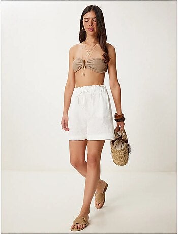 Preciosos mini shorts estambul de cintura alta con cordón y detalle de ribete istanbul