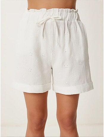 Preciosos mini shorts estambul de cintura alta con cordón y detalle de ribete istanbul