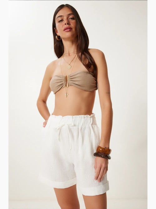 Preciosos mini shorts estambul de cintura alta con cordón y detalle de ribete istanbul - Kiabi