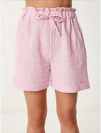 Preciosos mini shorts estambul de cintura alta con cordón y detalle de ribete istanbul