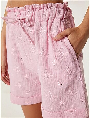 Preciosos mini shorts estambul de cintura alta con cordón y detalle de ribete istanbul