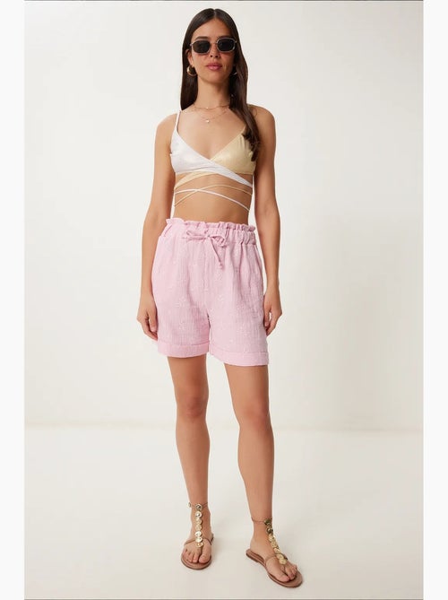 Preciosos mini shorts estambul de cintura alta con cordón y detalle de ribete istanbul - Kiabi