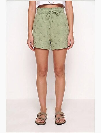 Preciosos mini shorts estambul de cintura alta con cordón y detalle de ribete istanbul