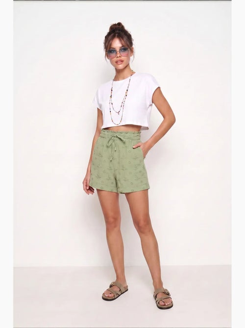 Preciosos mini shorts estambul de cintura alta con cordón y detalle de ribete istanbul - Kiabi