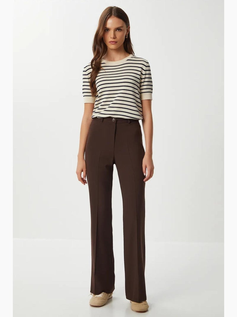 Preciosos pantalones acampanados de cintura alta con cremallera de estambul istanbul Marrón chocolate - Kiabi