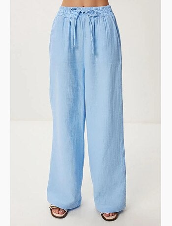 Preciosos pantalones estambul de pierna ancha con cordón y detalle de ribete. Istanbul
