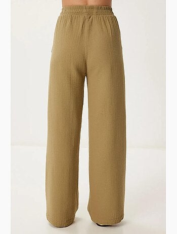 Preciosos pantalones estambul de pierna ancha con cordón y detalle de ribete. Istanbul