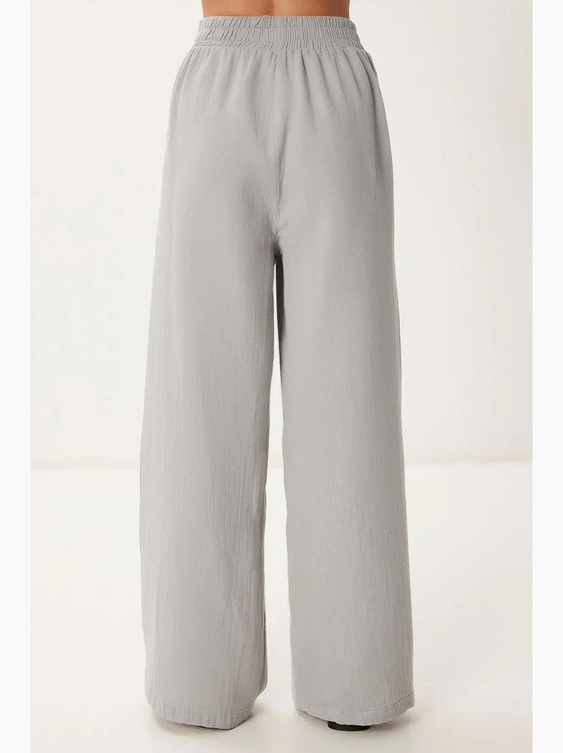 Preciosos pantalones estambul de pierna ancha con cordón y detalle de ribete. Istanbul Gris claro - Kiabi